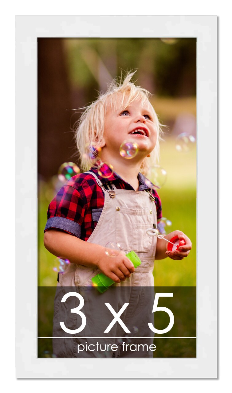 Photo Size Classic Modern White Frame - UV Acrylic, Foam Board Backing, Hanging Hardware